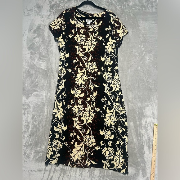 Vintage Gauze Maxi Shift Dress Women’s XL Floral Bishop St Cap Sleeve - Picture 1 of 7